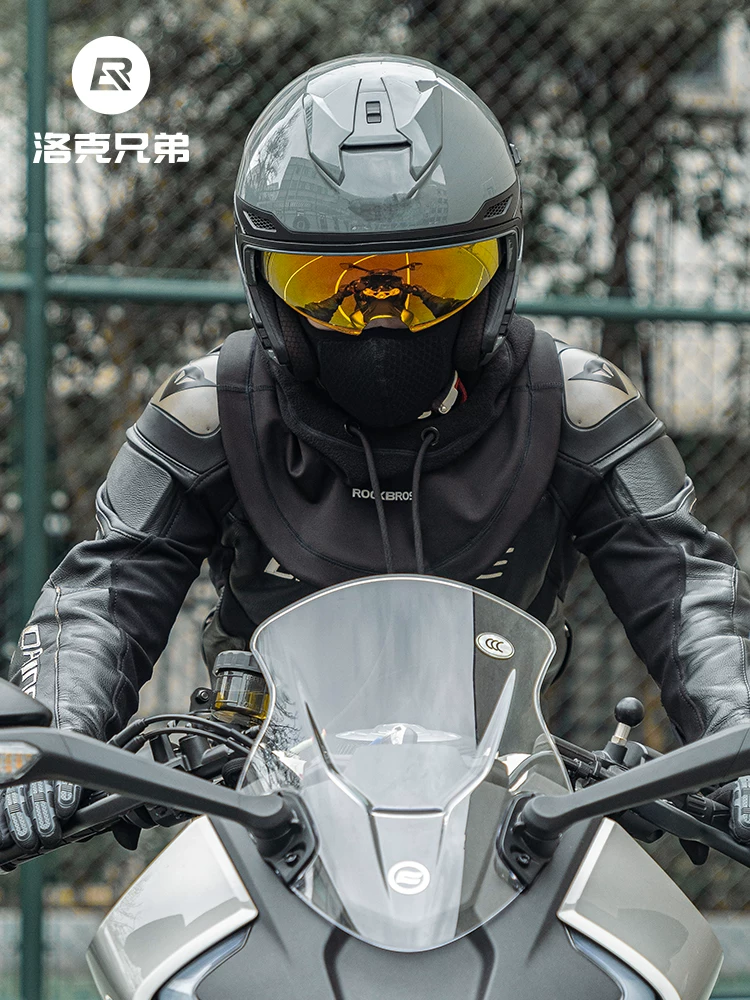 Rock Brothers mũ giữ ấm mặt nạ đi xe đạp chống gió và chống lạnh bảo vệ tai xe máy mũ nam và nữ khăn lông cừu mùa đông