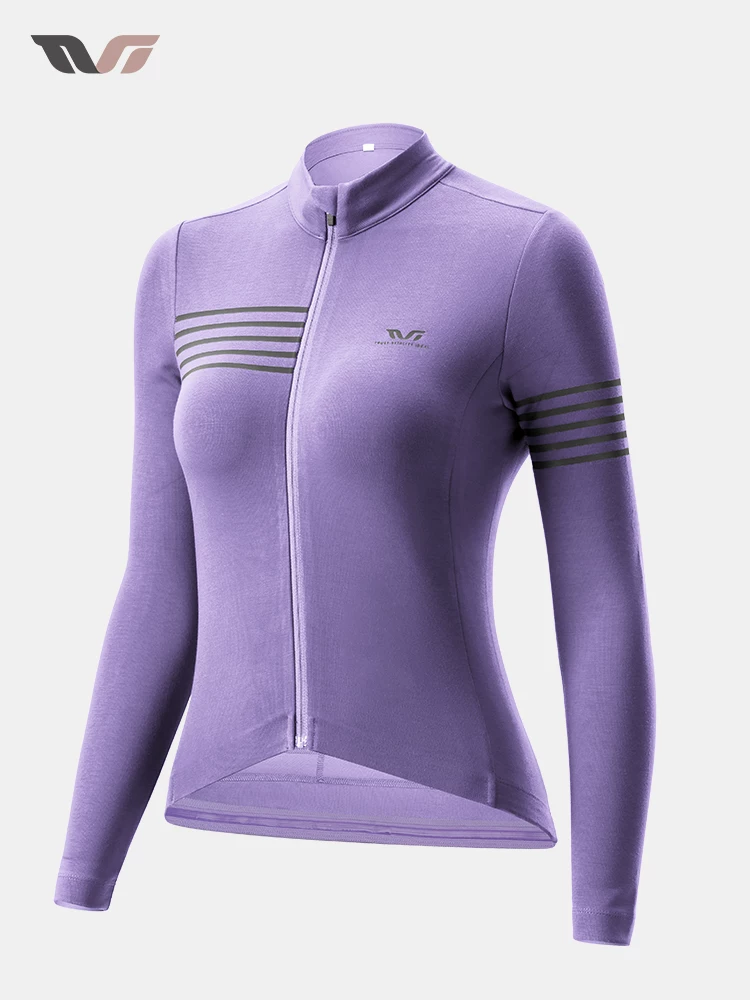 Quần áo đạp xe dòng Rock Brothers TVI, áo dài tay ấm áp và chống gió cho nữ, quần áo đạp xe đường trường mùa thu đông