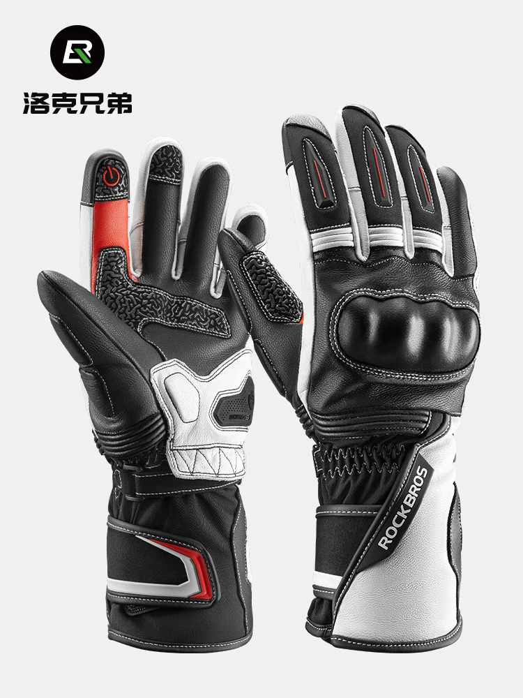 Găng tay đi xe máy Rock Brothers, đủ ngón, dài, ấm áp, chống gió, chống ngã, trang phục đi xe mùa đông dành cho nam.