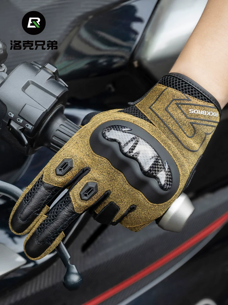 Găng tay đi xe máy Rock Brothers Găng tay đi xe đạp full-finger kiểu cổ điển dành cho nam và nữ Găng tay đi xe đạp chống rơi xe máy tất cả các mùa