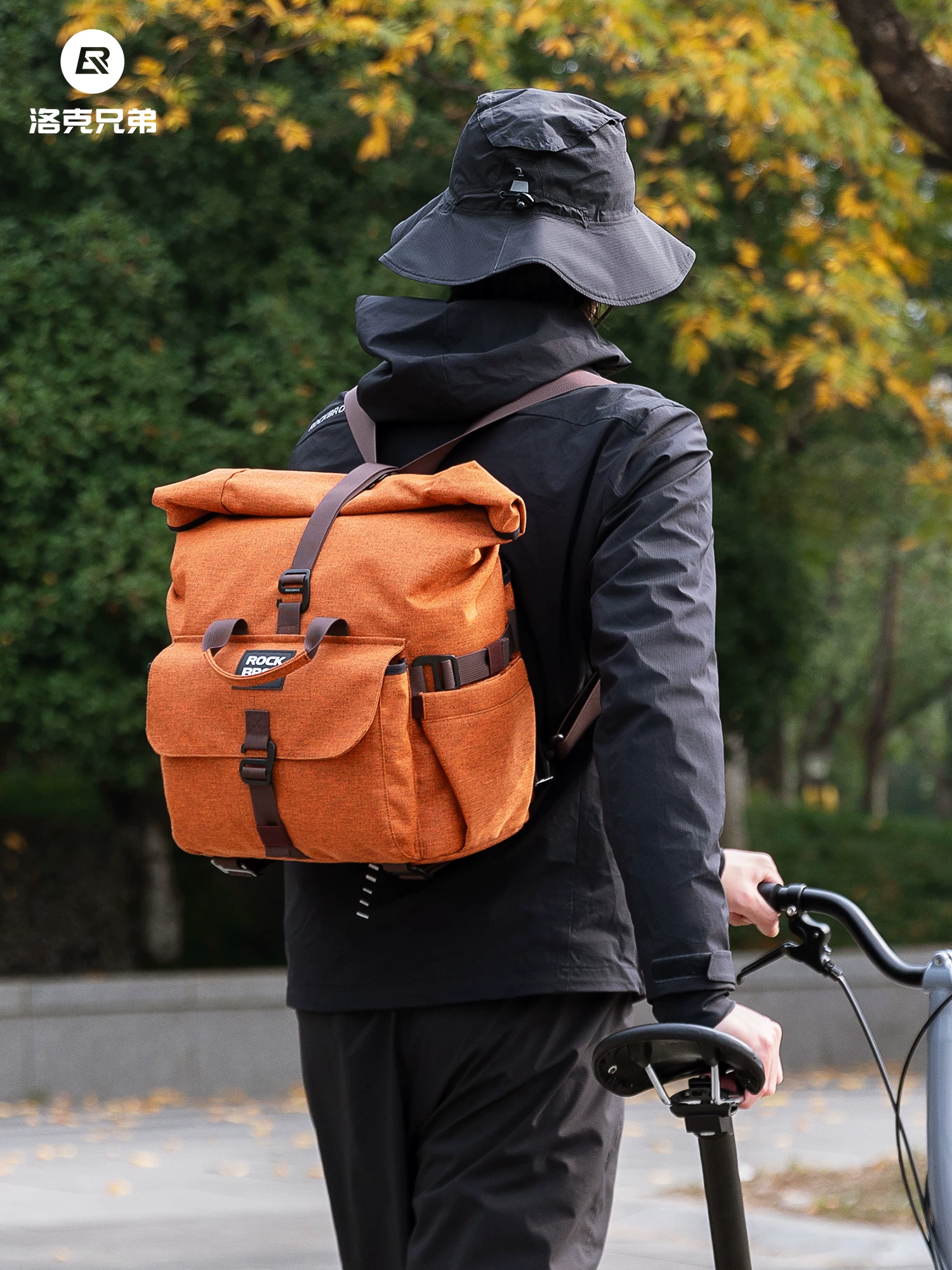 Túi xe đạp gấp nhỏ Rock Brothers, túi yên xe kiểu cổ điển, túi ghi đông, ba lô đi xe đạp trong thành phố