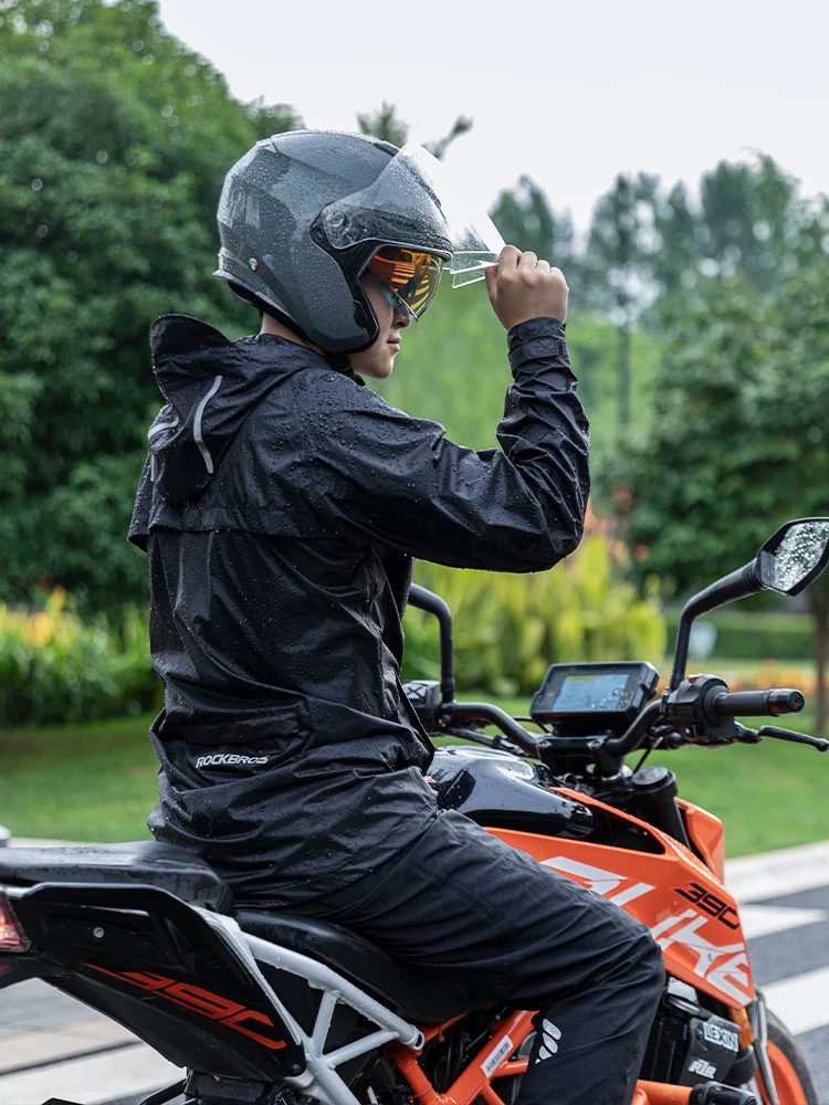 Bộ áo mưa và quần mưa đi xe máy Rock Brothers dành cho nam, kiểu chia tách, chống thấm nước và chống mưa bão, kiểu poncho toàn thân