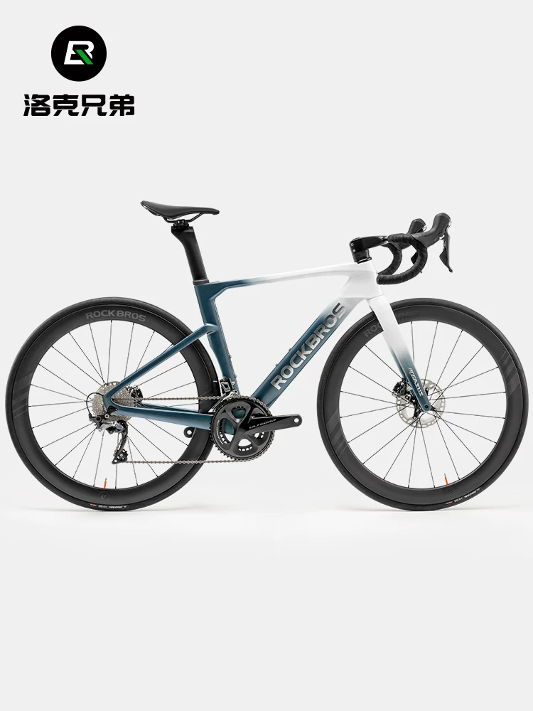 Xe đạp đường trường Rock Brothers khung carbon T700 khí động học phanh đĩa 105 chuyển số điện tử tay lái thi đấu