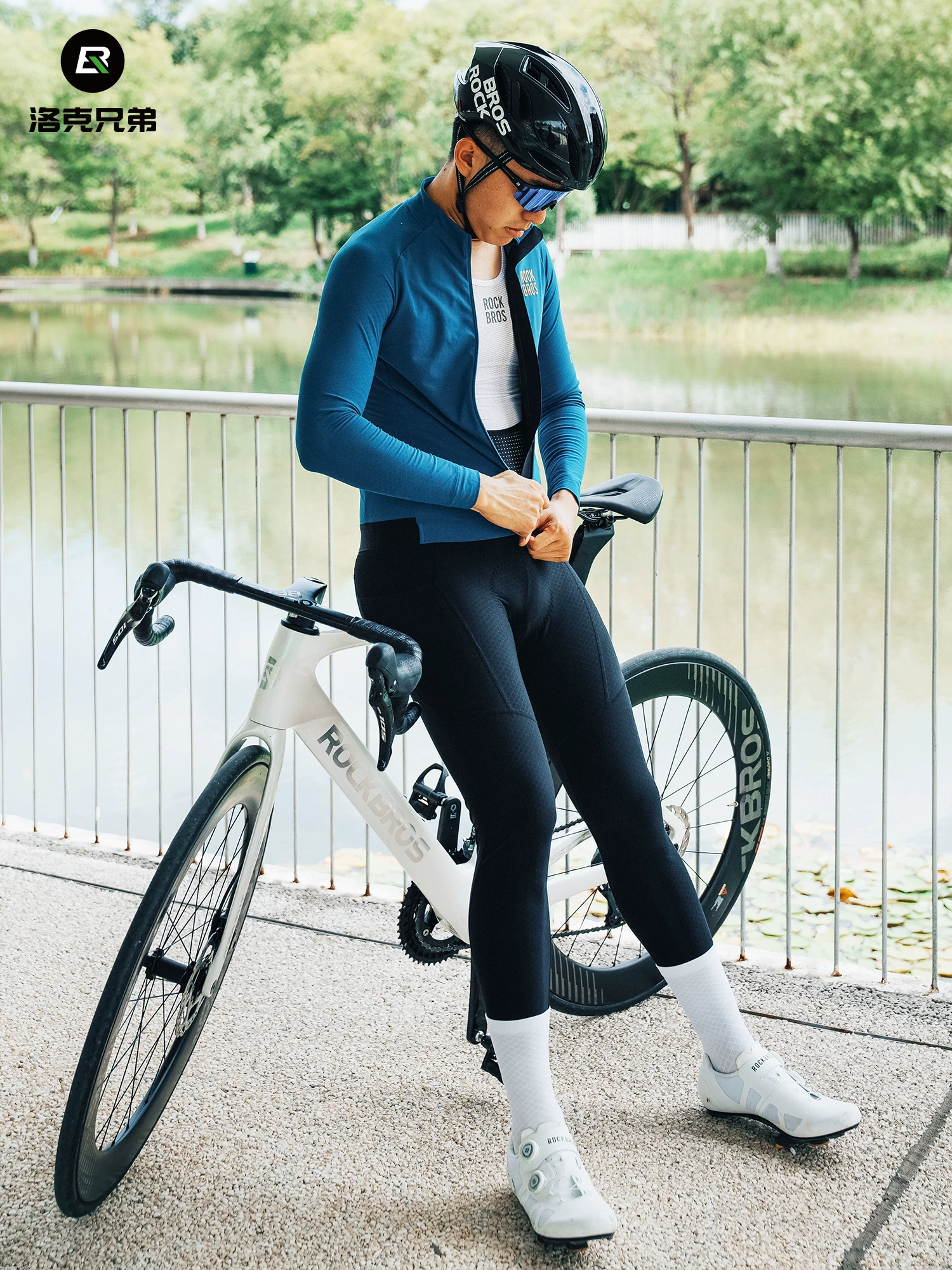 Quần đi xe đạp Rock Brothers quần yếm lông cừu ấm áp chống gió xe đạp đường bộ quần thể thao nam mùa thu đông