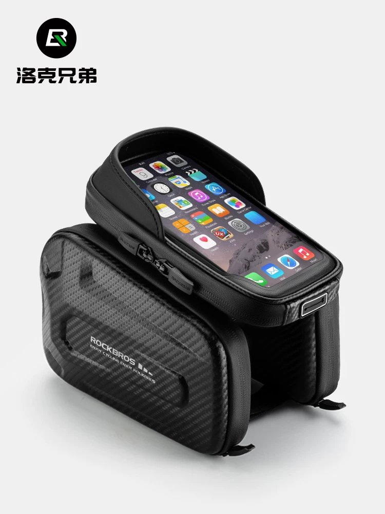 Túi xe đạp cứng cáp Rock Brothers, túi khung xe phía trước, túi ống trên, túi trước, giá đỡ điện thoại, dành cho xe đạp đường trường, xe đạp leo núi, túi yên xe