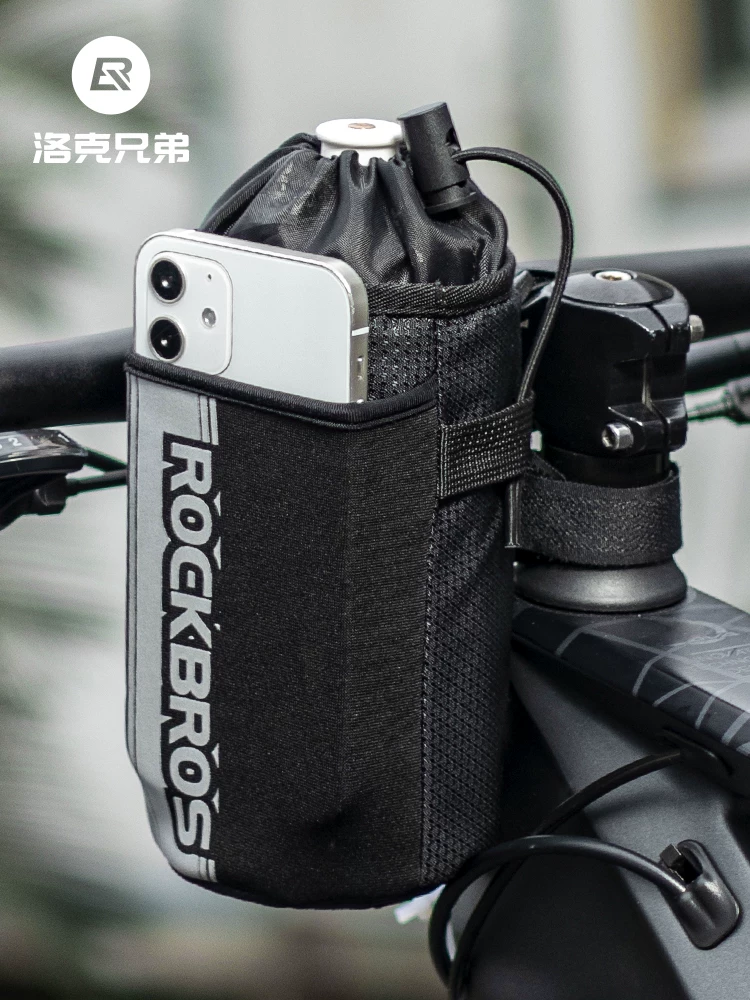Túi đựng bình nước xe đạp Rock Brothers, gắn yên xe, giá để cốc nước, dành cho xe đạp leo núi, xe đạp đường trường, ngoài trời, có phản quang, túi đựng đồ trên tay lái