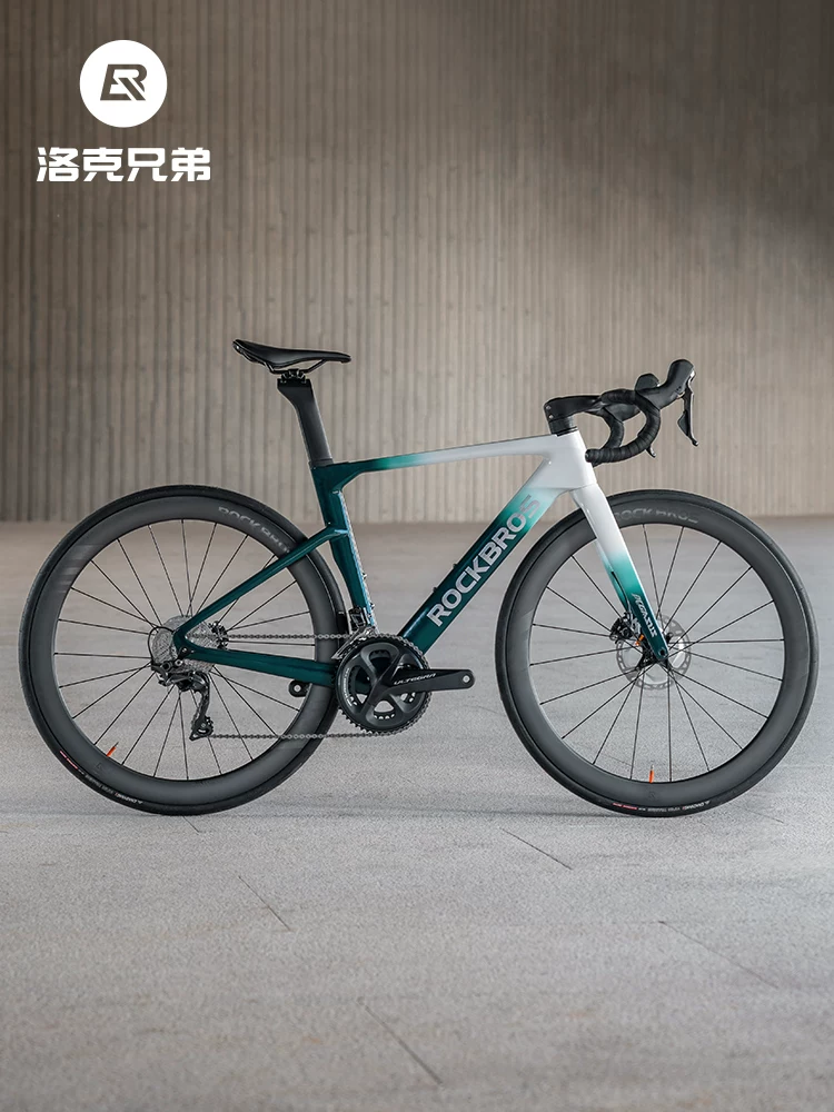 Xe đạp đường trường Rock Brothers khung carbon T700 khí động học phanh đĩa 105 chuyển số điện tử tay lái thi đấu