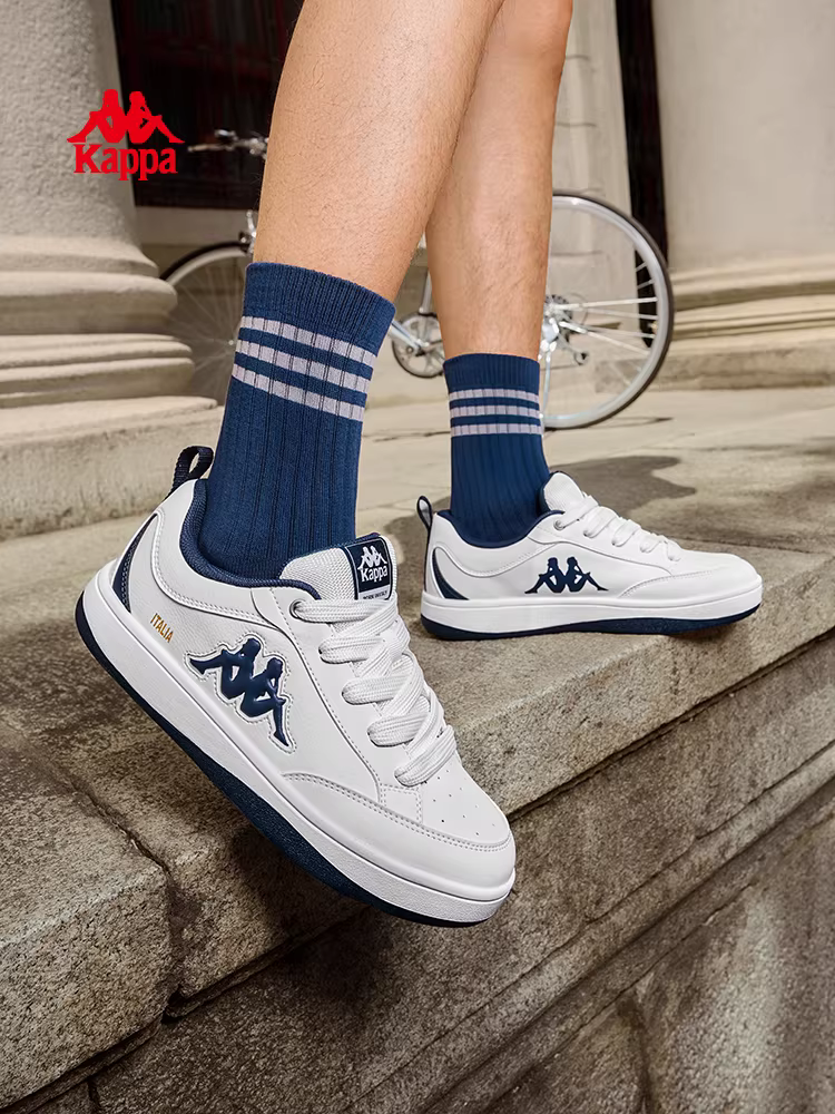 Giày thể thao đế dày Kappa dành cho nam mùa đông 2025, kiểu dáng mới, chất liệu thoáng khí, màu trắng, thời trang, đế mềm.