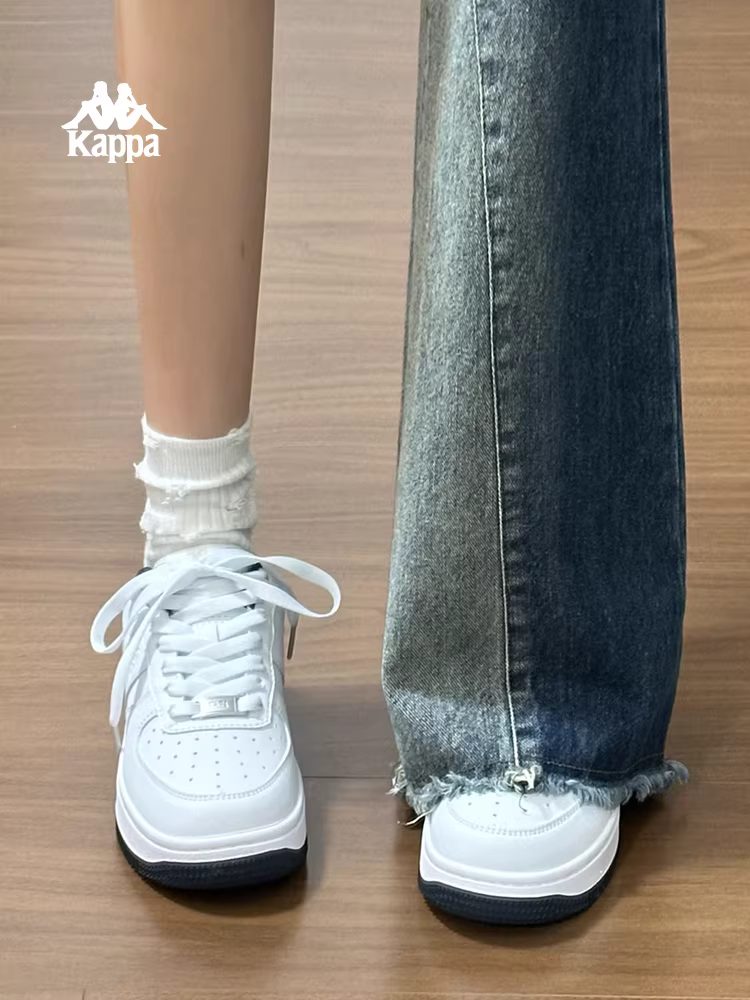 Giày thể thao nữ Kappa màu trắng, kiểu dáng đơn giản, mùa đông 2025, đa năng, đế dày, thiết kế độc đáo, giày thể thao chính hãng
