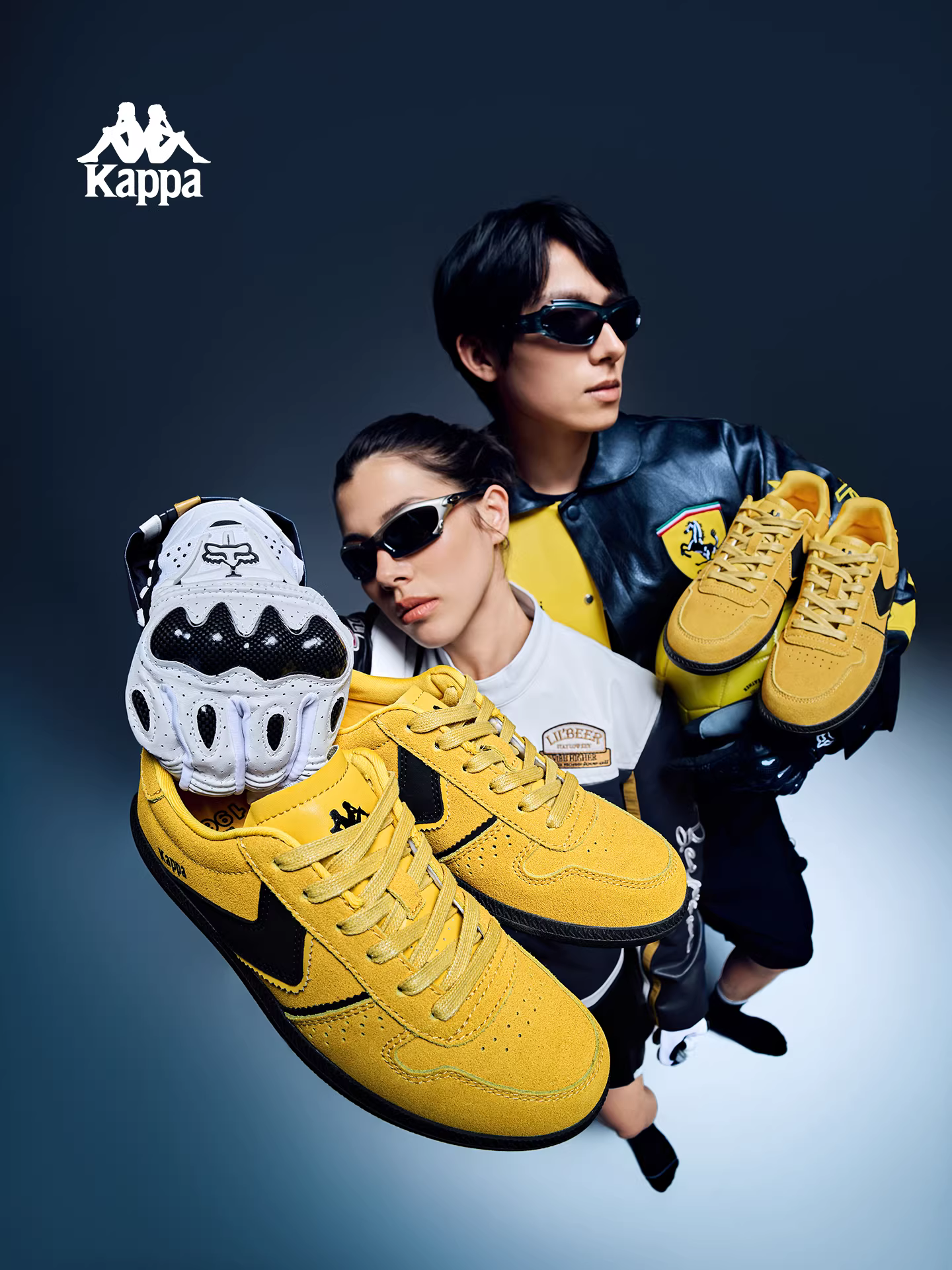 Giày thể thao nam Kappa màu vàng, giày tập luyện mùa đông 2025, kiểu dáng retro Mỹ, giày thể thao cổ thấp đế mềm