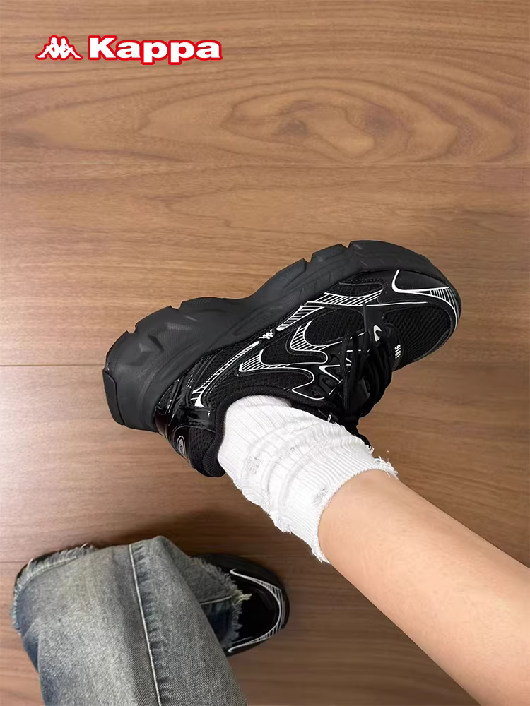 Giày thể thao Kappa Hydro Rail màu đen dành cho nữ, thiết kế mới mùa đông 2025, kiểu dáng giày bố, đa năng, đi chơi, đi làm