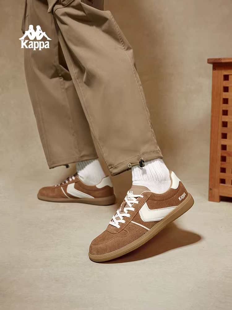 Giày nam Kappa màu nâu cổ điển kiểu Đức, giày tập nam mùa đông 2025, giày thể thao đế mỏng thời trang mới, giày đôi, giày thường ngày