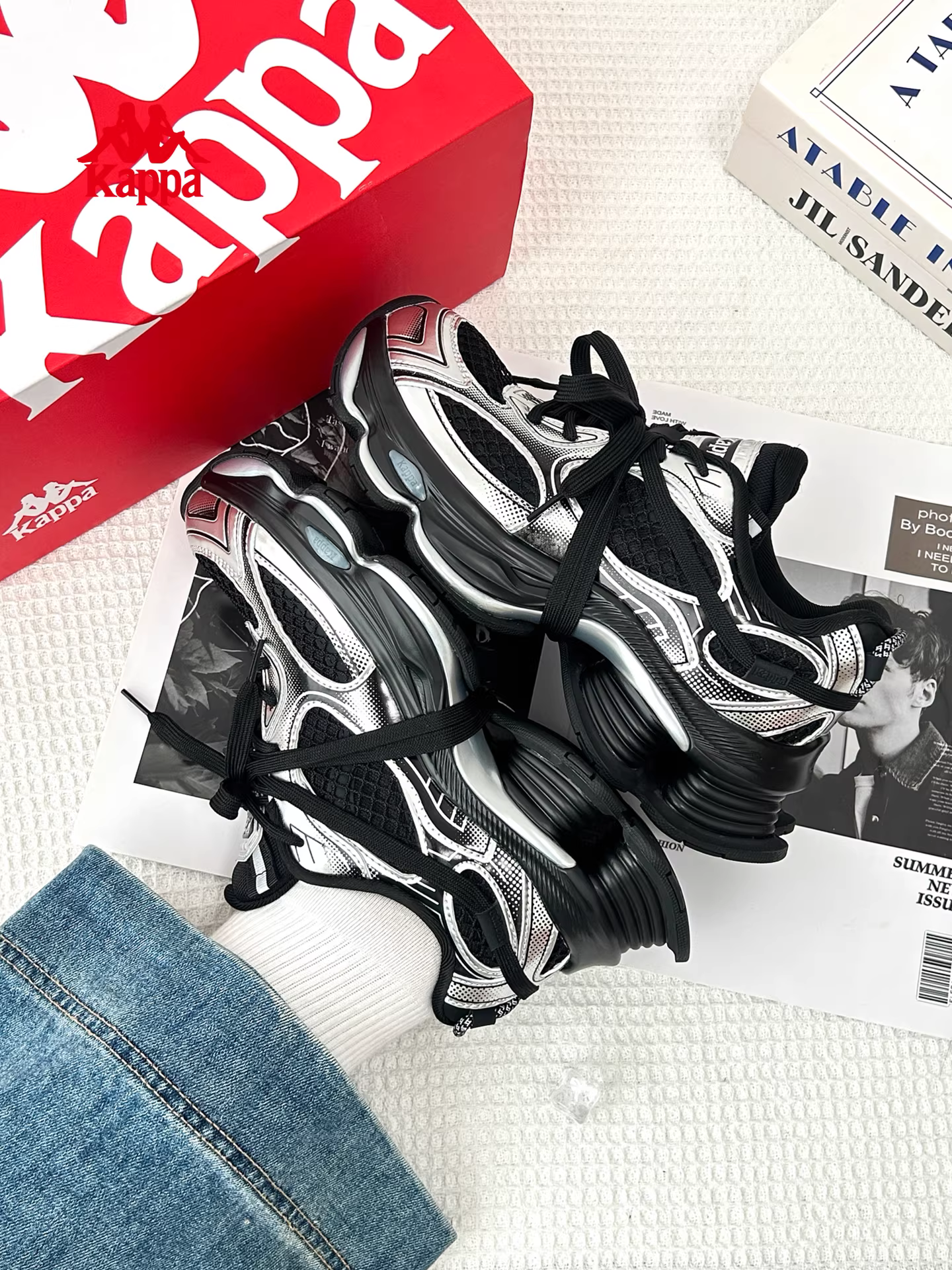 Giày thể thao đế dày tăng chiều cao Kappa dành cho nữ mùa đông 2025, kiểu retro mới, nhẹ, thời trang, phong cách thường ngày