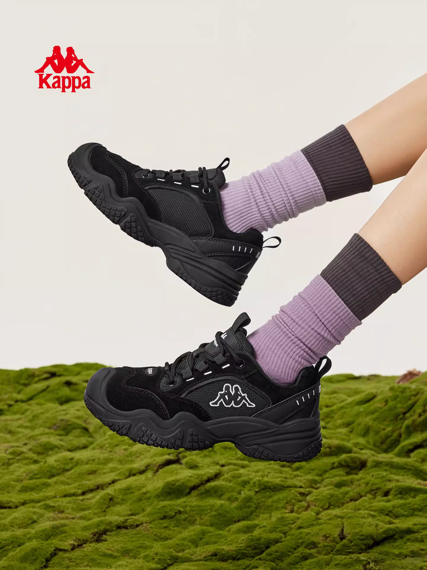 Giày đi bộ ngoài trời nữ Kappa mùa đông 2025 kiểu mới đế dày, giày bố nhẹ, chống trơn, thể thao, thường ngày