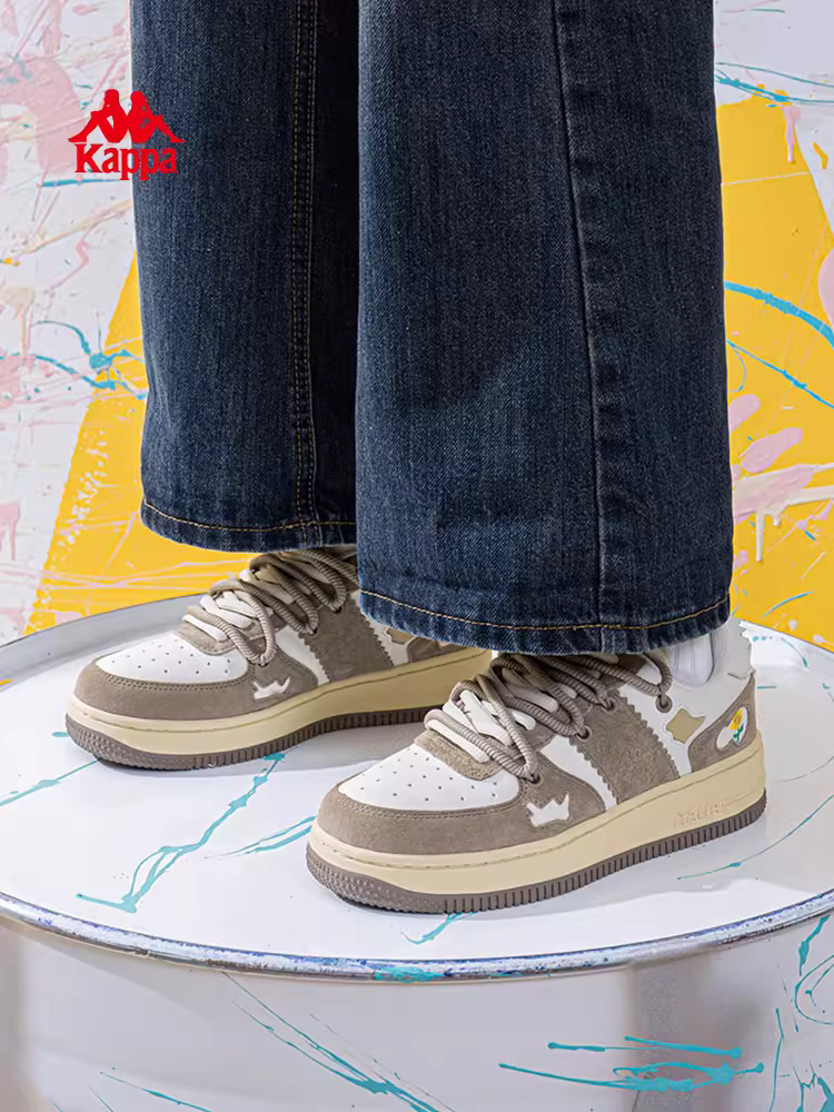 Giày thể thao nữ Kappa màu trắng mùa đông 2025 kiểu dáng cổ thấp cổ điển, giày thể thao thường ngày phổ biến, đế dày