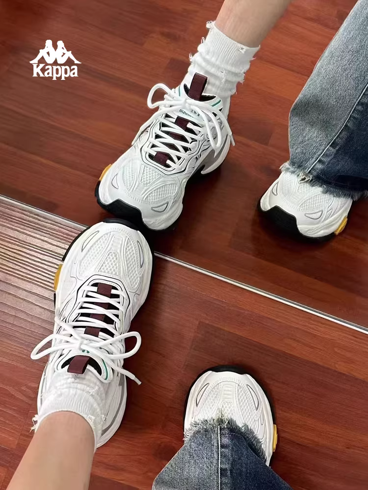 Giày bố đế dày Kappa dành cho nữ mùa đông 2025, giày trắng nhẹ đa năng, phong cách retro thể thao, thời trang.