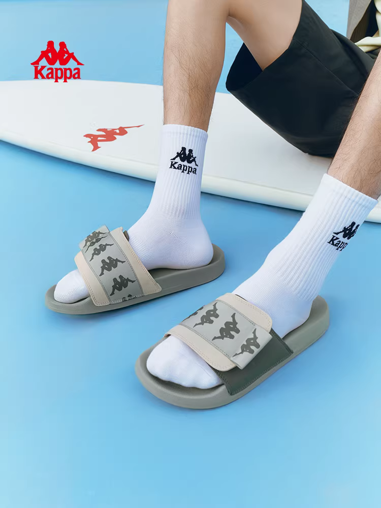 Dép nam Kappa mùa hè 2025 kiểu mới có logo, quai dán, đế mềm chống trơn, giày đi biển