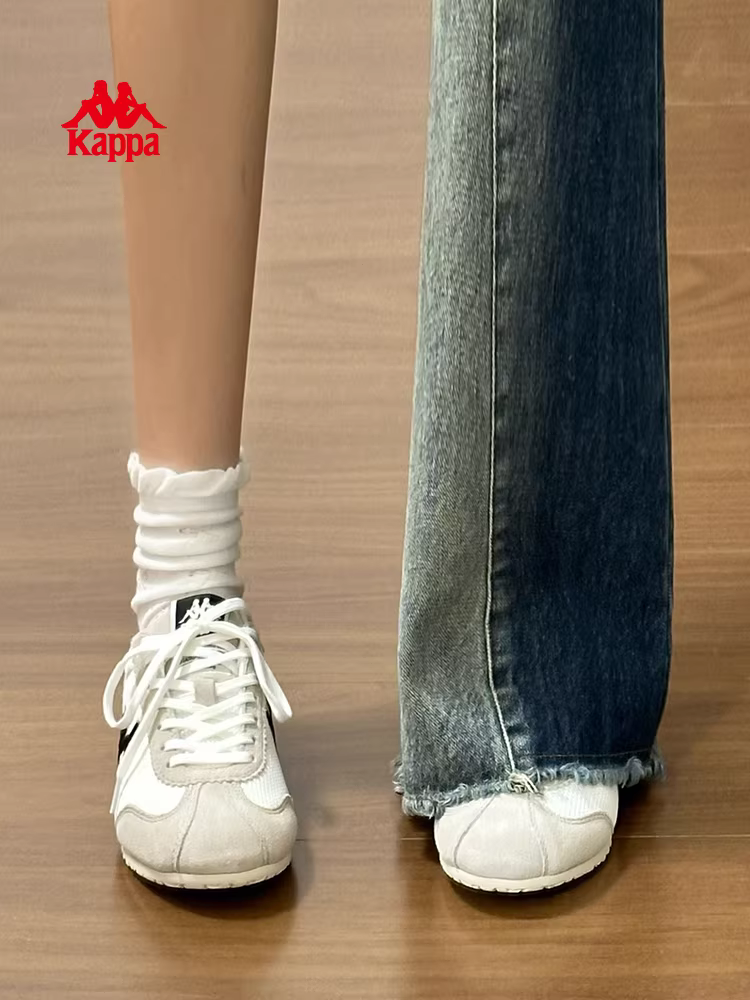 Giày thể thao đế mỏng Kappa dành cho nữ mùa đông 2025, giày thể thao lưới trắng đế mềm, kiểu dáng giản dị
