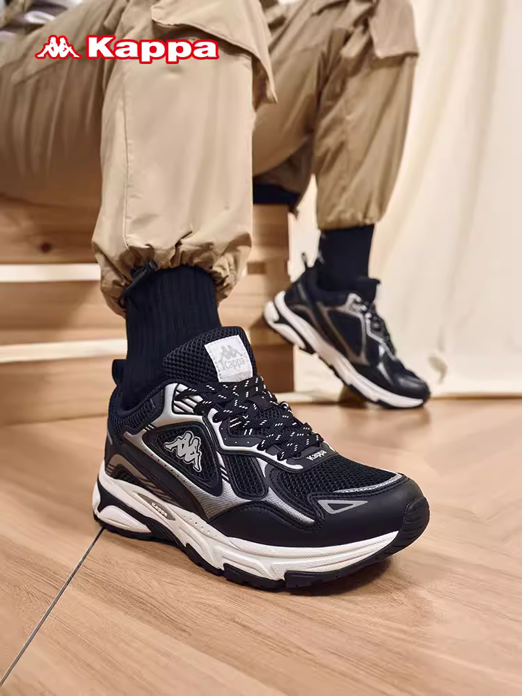 Giày thể thao nam Kappa màu đen, giày chạy bộ nam mùa đông 2025, giày thể thao nam thời trang nhẹ, giày bố