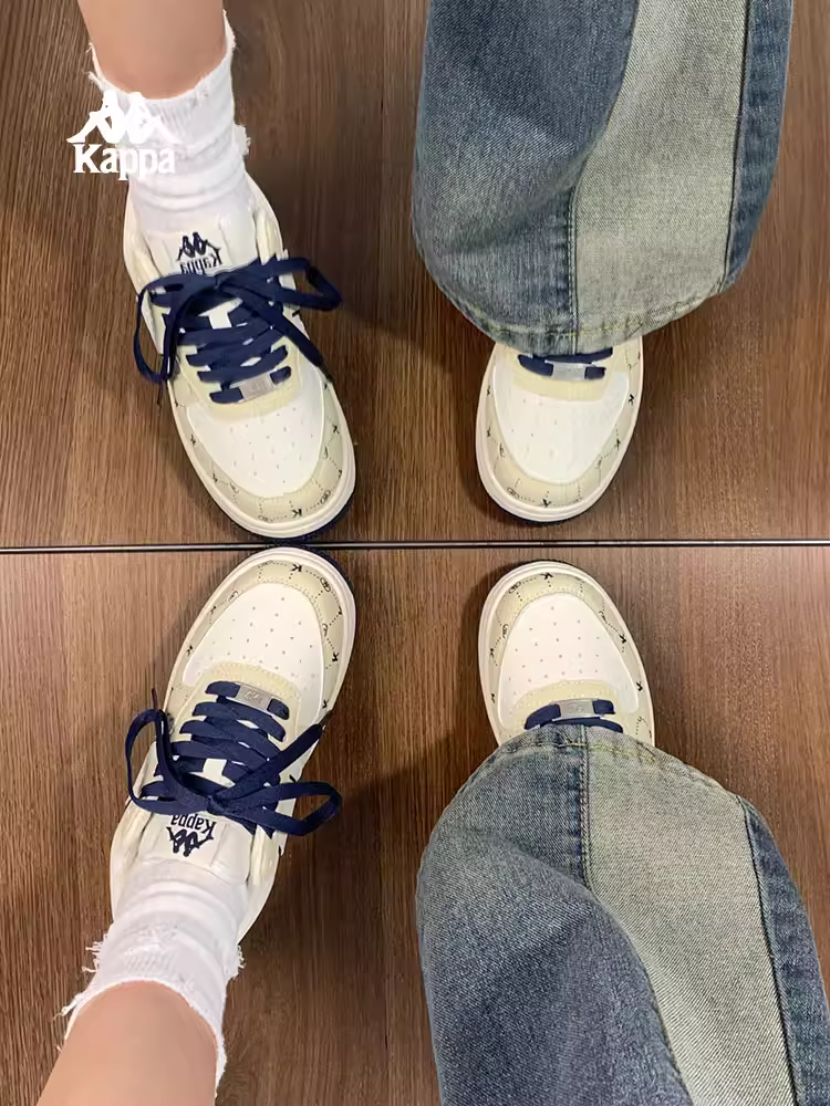 Giày thể thao đế dày họa tiết hoa Kappa dành cho nữ, giày trắng thường ngày, mẫu mới mùa đông 2025, giày thể thao đa năng, phong cách độc đáo
