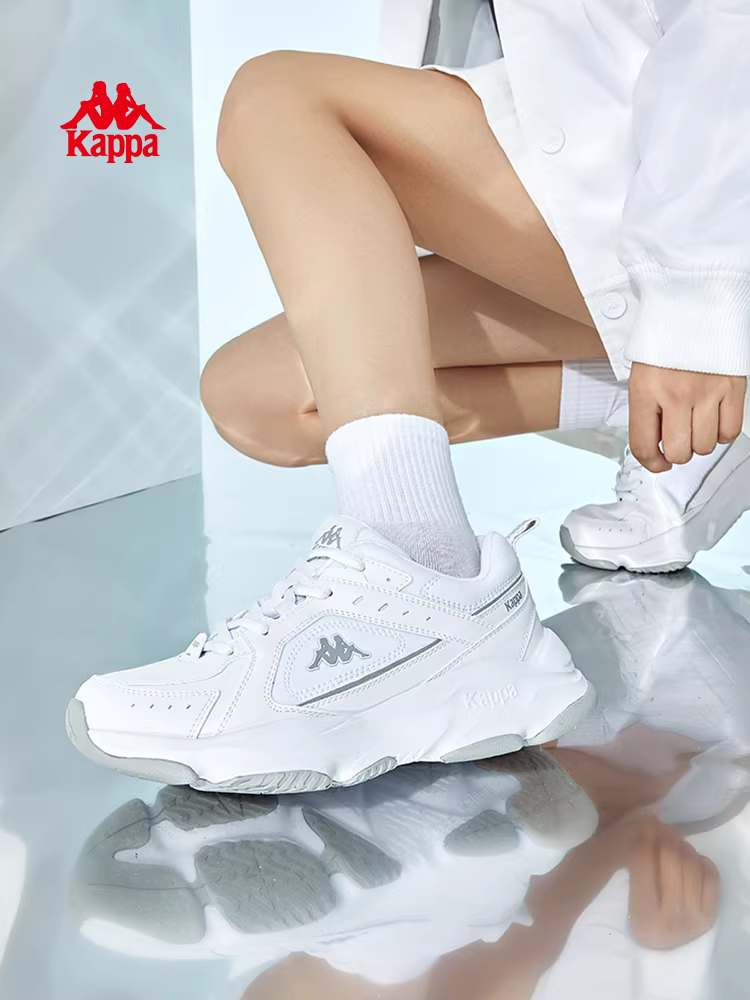Giày thể thao nữ Kappa màu trắng mùa đông 2025 đế dày đa năng kiểu bố giày thể thao nhẹ đế mềm