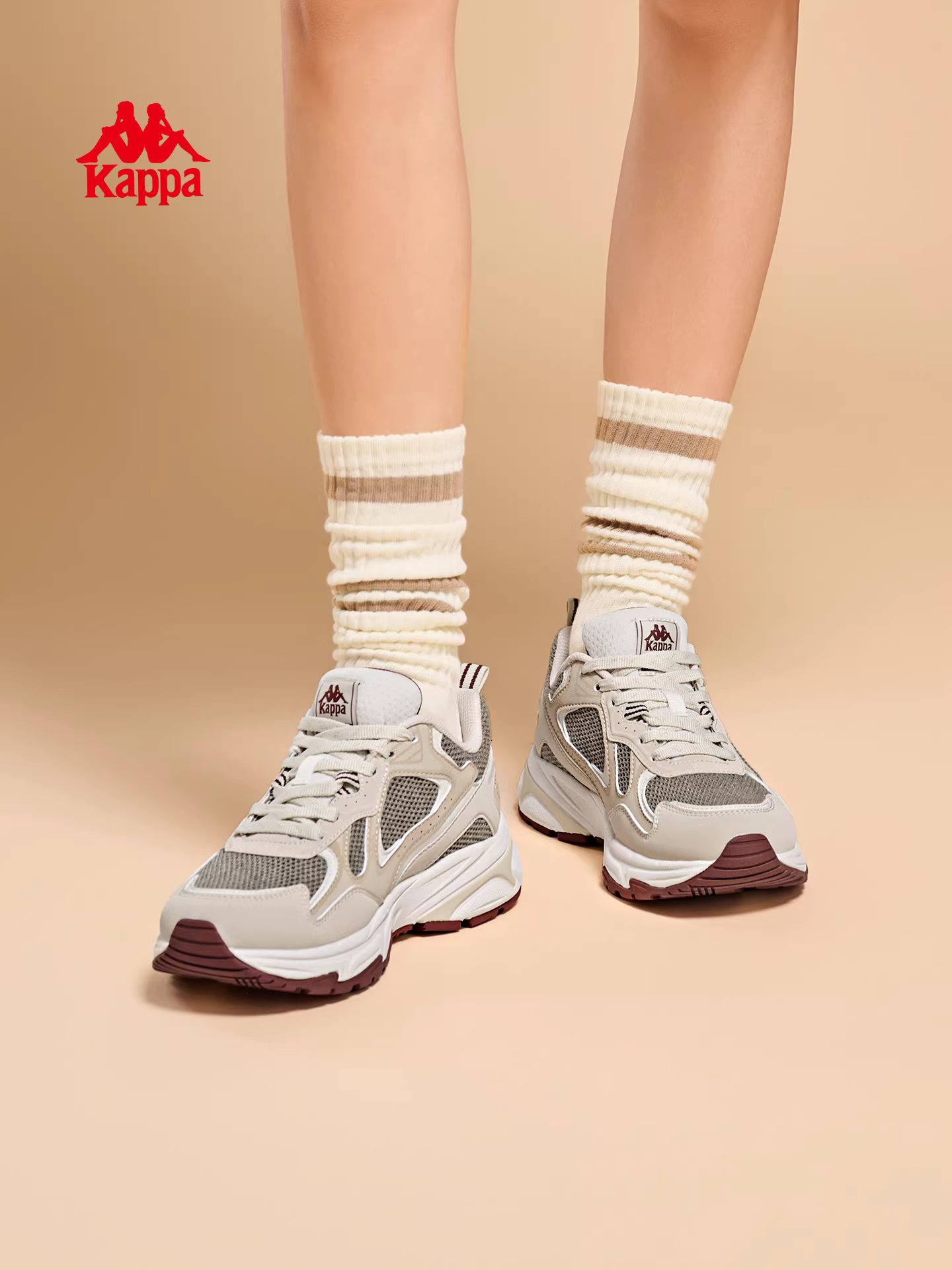 Giày thể thao nữ Kappa đế dày kiểu bố mùa đông 2025 mới, phong cách retro, nhẹ, thời trang, giày thường ngày cho nữ