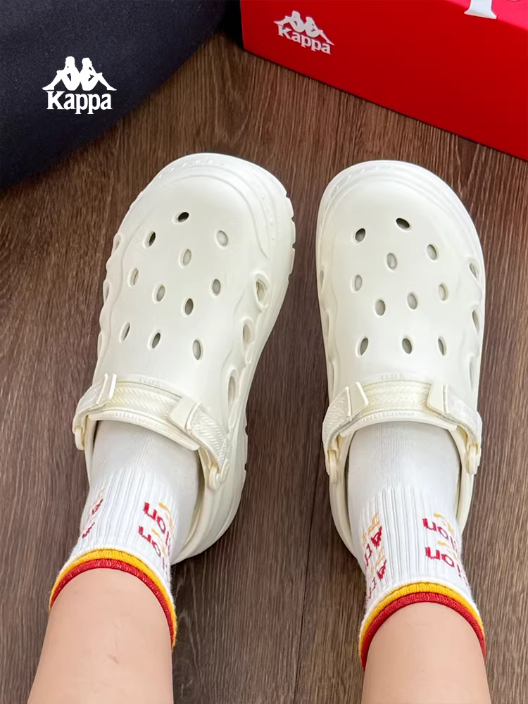 Giày Kappa Croc nữ 2025, mẫu mới mùa hè, đế dày, kiểu dép đi biển tạo cảm giác êm ái và tăng chiều cao
