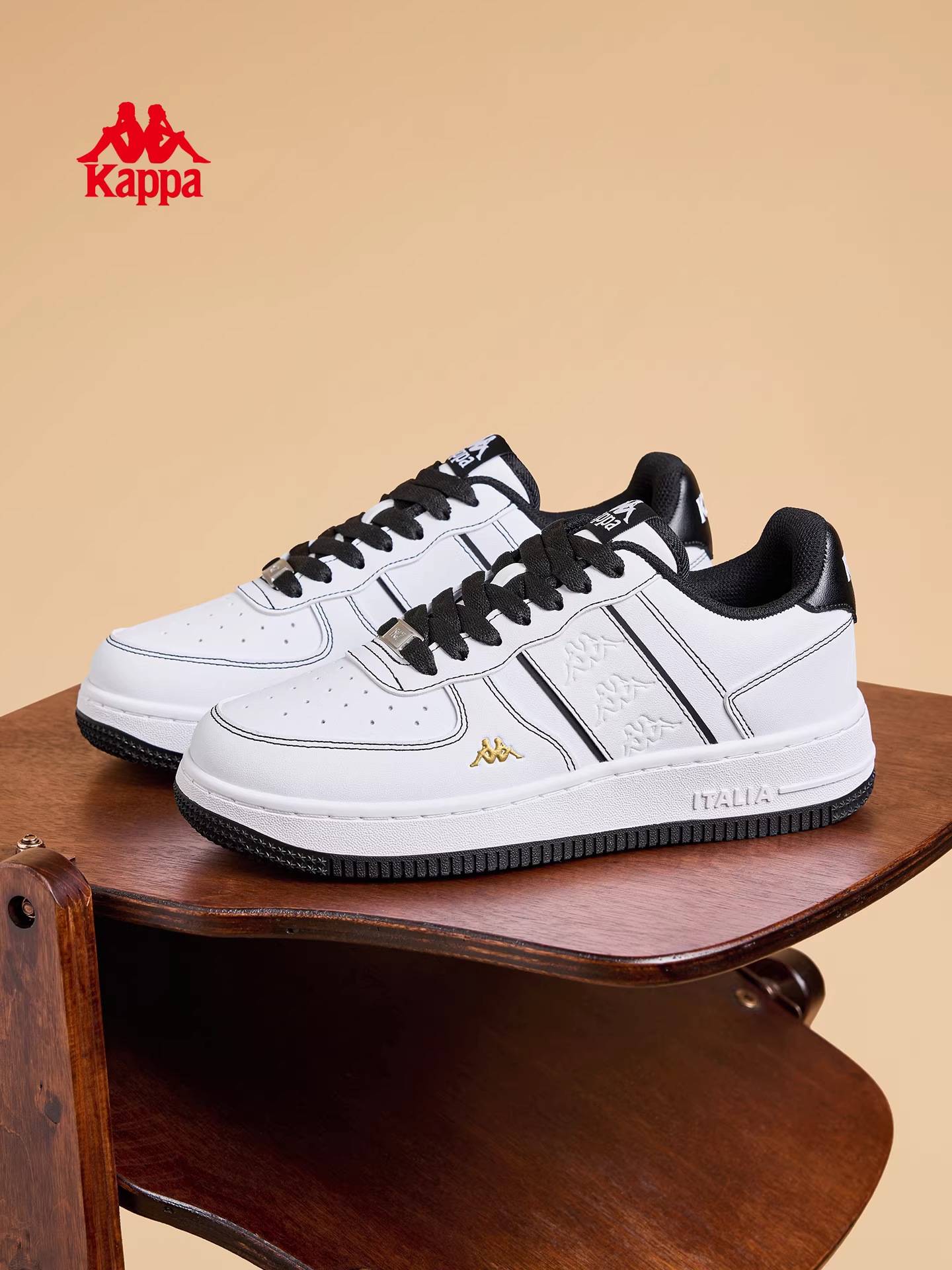 Giày thể thao nữ Kappa đế dày màu trắng mùa đông 2025 kiểu dáng mới phổ biến, giày thể thao cổ thấp đế mềm phong cách retro