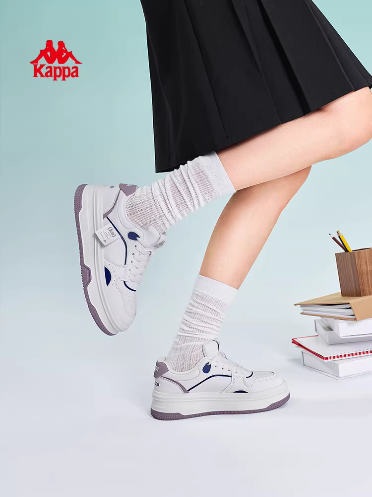 Giày thể thao đế dày màu trắng Kappa dành cho nữ, mẫu mới mùa đông 2025, kiểu retro độc đáo, đa năng, không lặp lại.