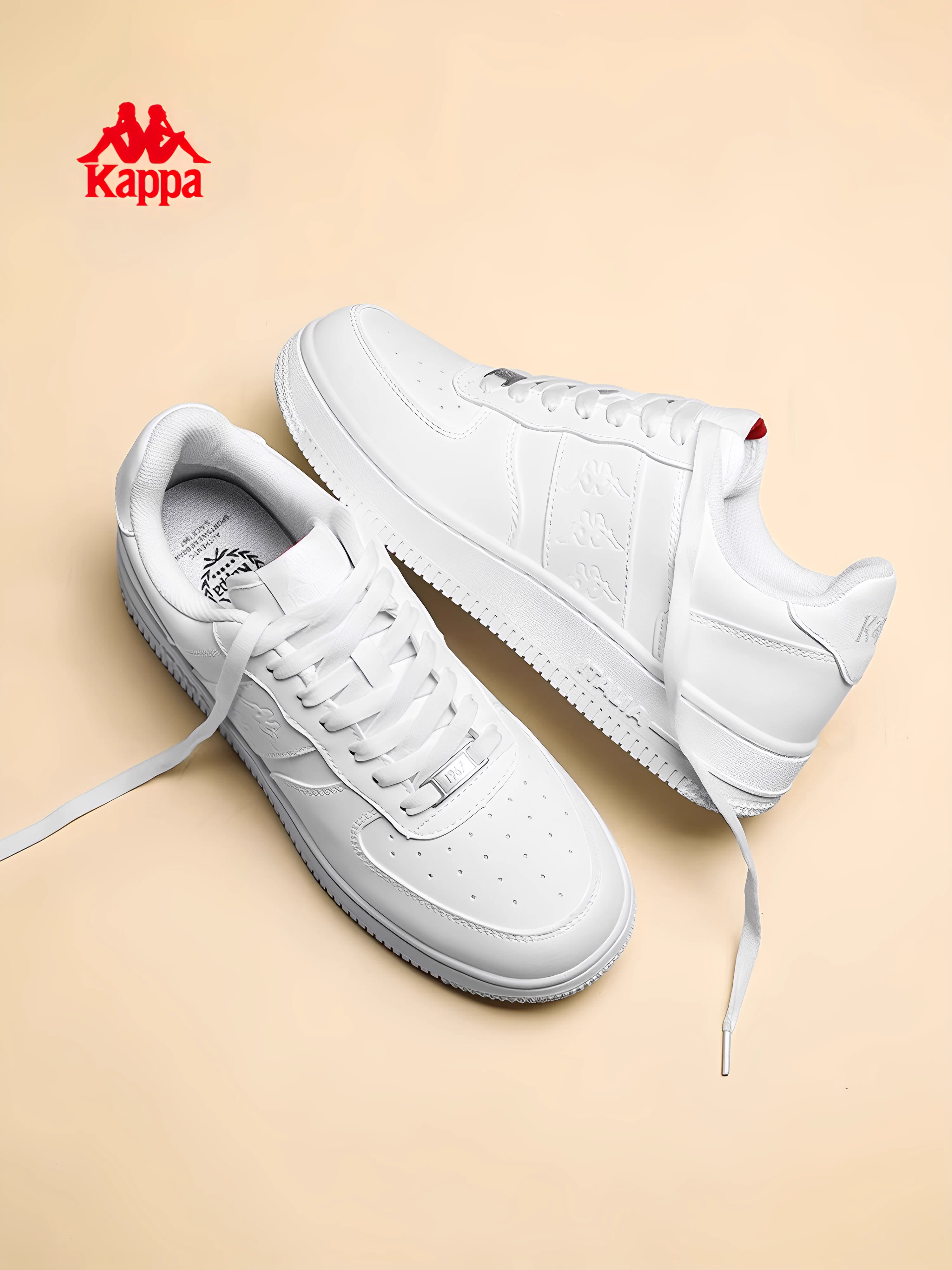 Giày thể thao nam Kappa đế dày màu trắng mùa đông 2025, kiểu dáng cổ thấp, thời trang, thể thao, thường ngày