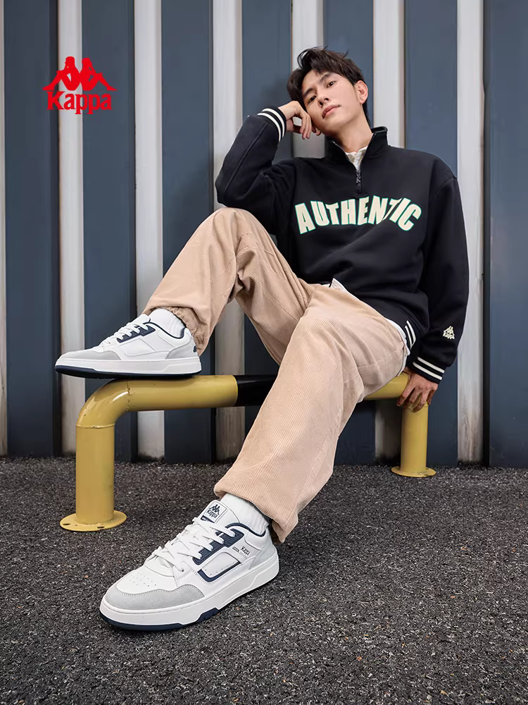 Giày thể thao Kappa nam mùa đông 2025 kiểu thấp cổ màu trắng thời trang đa năng phong cách retro giày thường