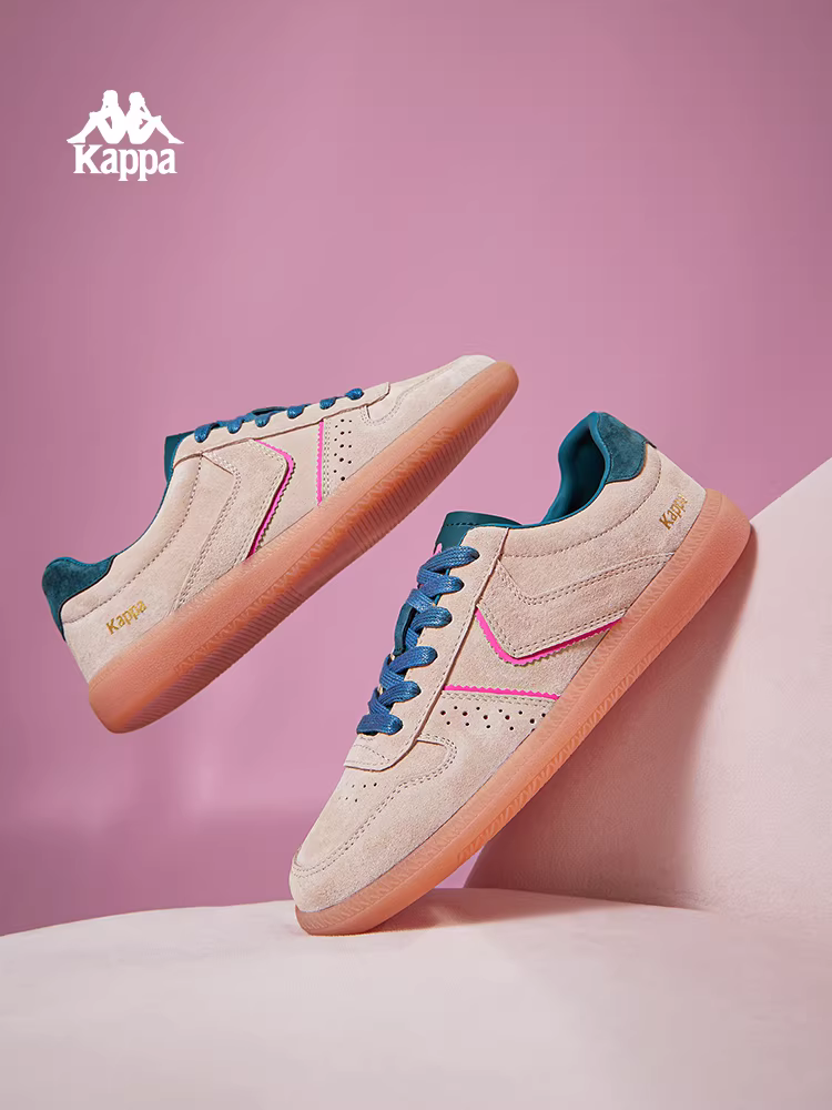 Giày nữ Kappa màu hồng, giày tập luyện mùa đông 2025, kiểu dáng cổ thấp, retro, giày thể thao đa năng, giày sneaker.