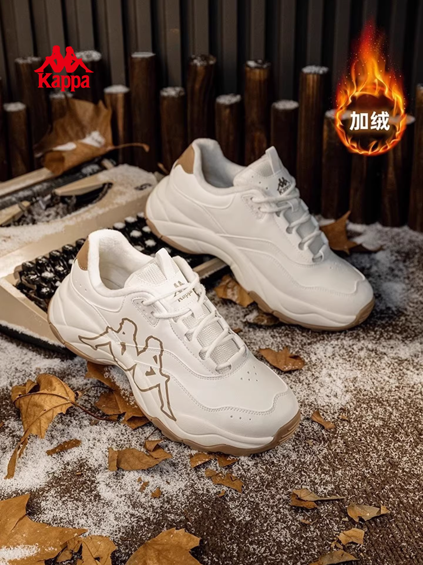 Giảm giá đặc biệt | Giày Kappa Cotton Chính Hãng Cho Nữ Mùa Đông 2025 Kiểu Mới Lót Lông Cừu Giữ Ấm Kiểu Dad Shoes