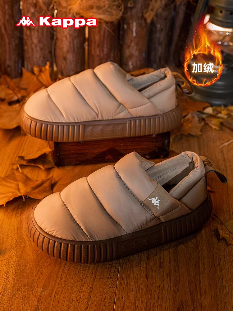 Giày bệt nữ Kappa lót lông cừu mùa đông 2025, kiểu mới, giữ ấm, đế dày, chống trơn trượt