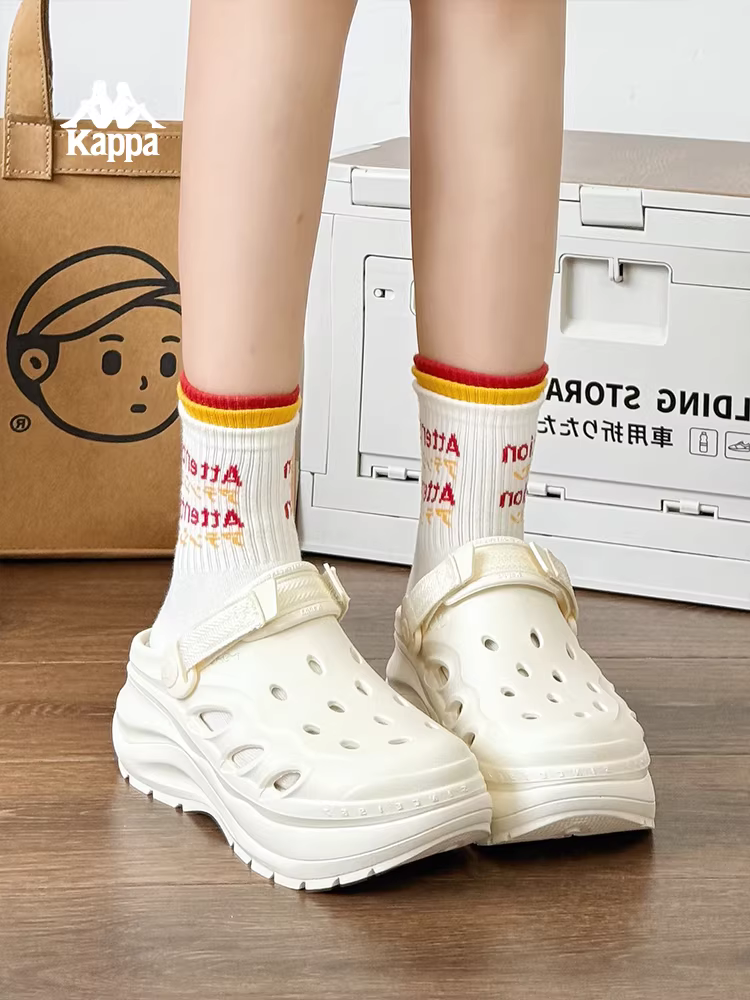 Giày Kappa Croc nữ 2025, mẫu mới mùa hè, đế dày, kiểu dép đi biển tạo cảm giác êm ái và tăng chiều cao