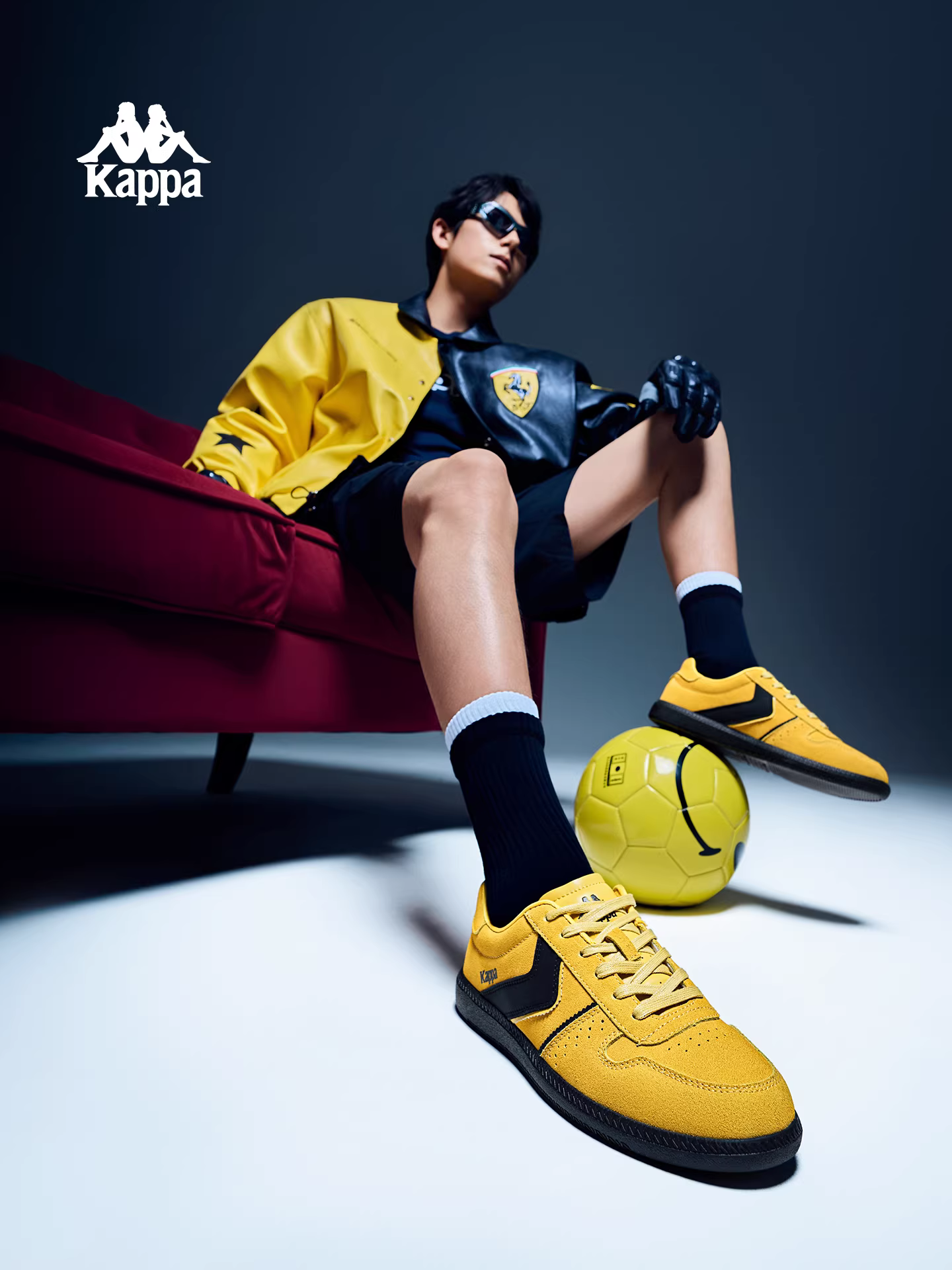 Giày thể thao nam Kappa màu vàng, giày tập luyện mùa đông 2025, kiểu dáng retro Mỹ, giày thể thao cổ thấp đế mềm