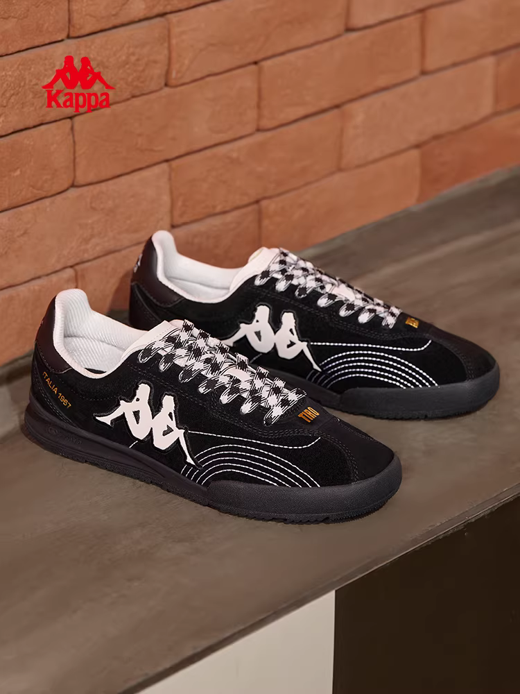 Giày nam Kappa retro giày tập luyện Đức mùa đông 2025 mới thời trang giày thể thao đế mềm màu đen giày đôi