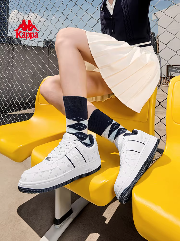 Giày thể thao nữ Kappa mùa đông 2025 kiểu retro đa năng màu trắng đế mềm nhẹ