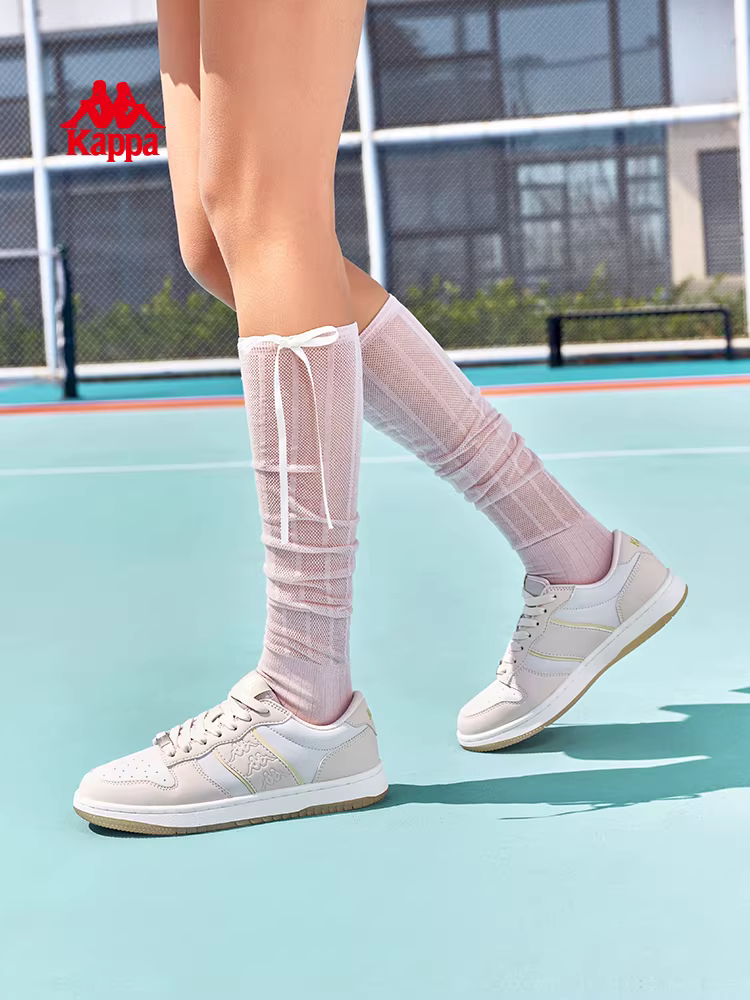 Giày thể thao nữ Kappa mùa đông 2025 kiểu dáng mới, cổ thấp, đa năng, màu trắng, đế mỏng, phong cách retro.