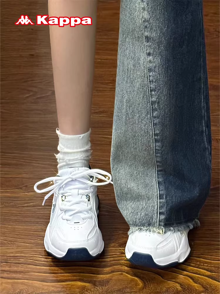 Giày thể thao nữ Kappa mùa đông 2025 kiểu dáng mới, đa năng, màu trắng, cổ thấp, đế dày, thời trang