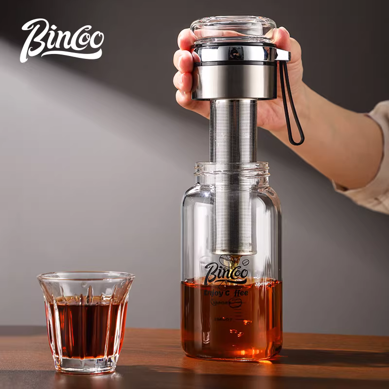 Cốc pha cà phê lạnh Bincoo, bình pha cà phê lạnh bằng thủy tinh, bình pha trà lạnh di động, dung tích lớn, bình pha cà phê lạnh, bình lọc cà phê đá
