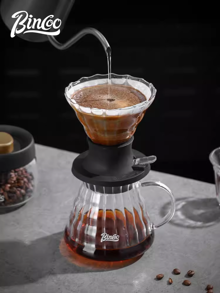 Bộ lọc cà phê thông minh Bincoo Pour-over, bộ chia sẻ, cốc pha cà phê kiểu V60, cốc lọc nhỏ giọt bằng thủy tinh