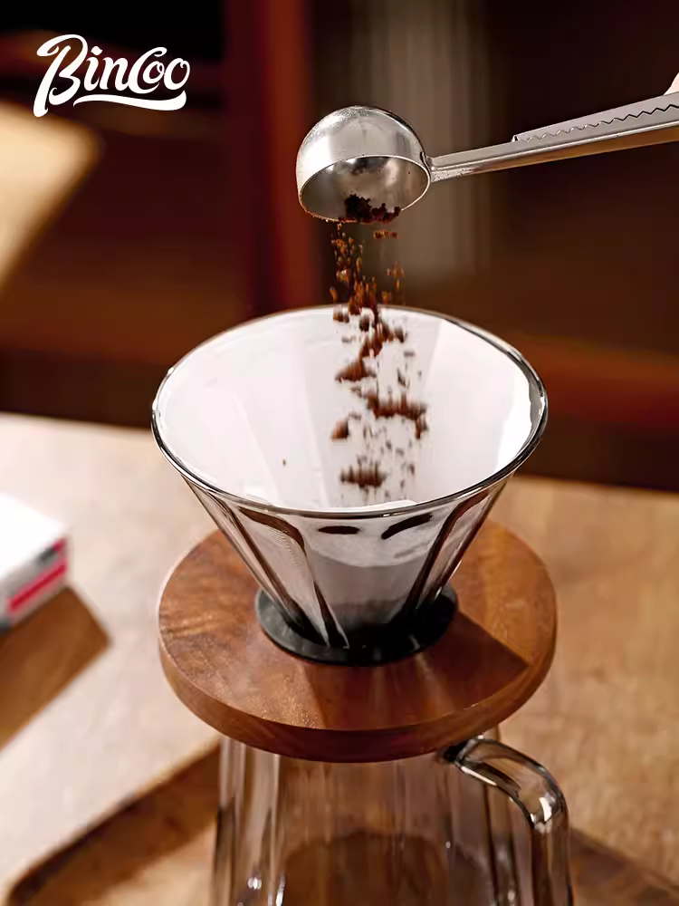 Giấy lọc cà phê Bincoo hình chữ V, lọc cà phê kiểu đổ, bình pha cà phê kiểu đổ đa năng hình tròn quạt, 100 cái