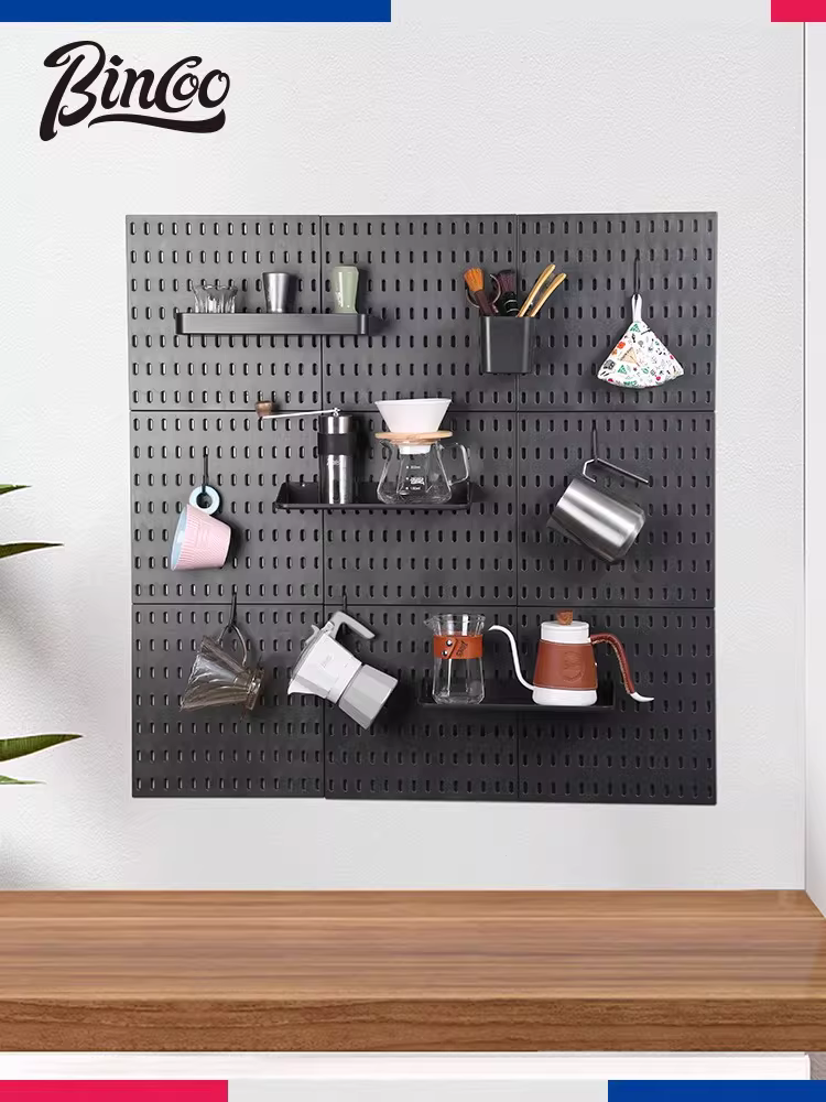 Bộ giá đỡ cà phê Bincoo, giá treo tường không cần khoan, giá trưng bày đa năng