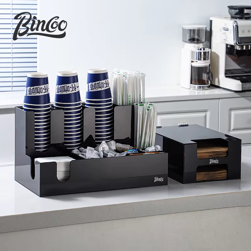 Giá để đồ quán cà phê Bincoo, giá để cốc đóng gói, phụ kiện cốc trà sữa, giá để đồ đa năng sáng tạo, quầy bar