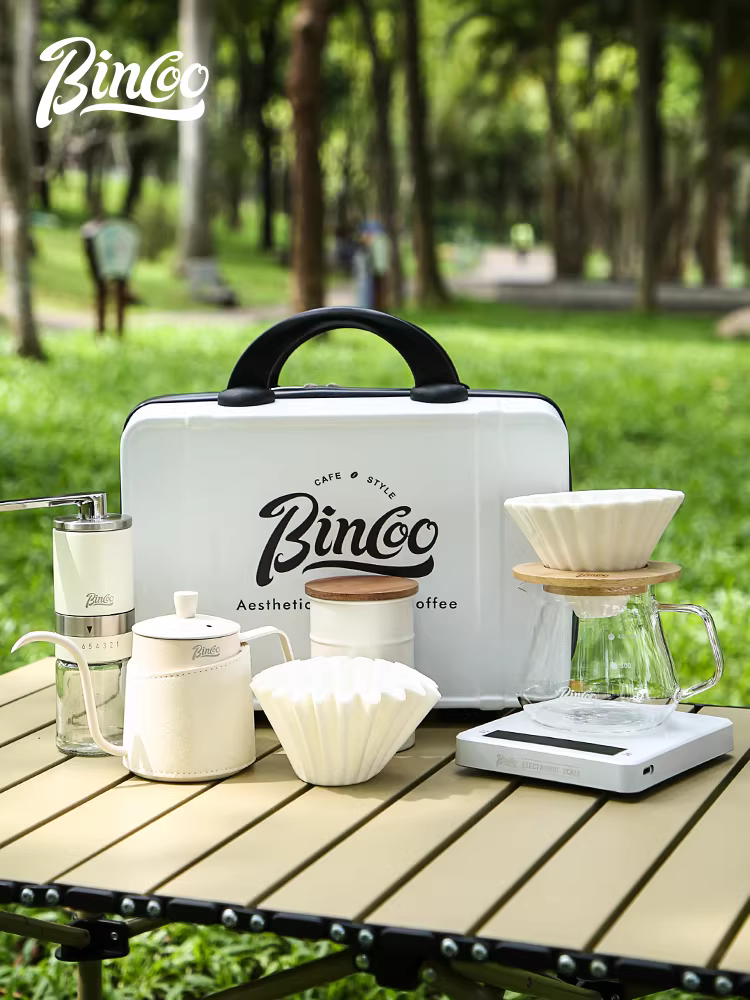 Bộ dụng cụ pha cà phê du lịch ngoài trời Bincoo, túi đựng di động, hộp đựng máy xay cà phê, hộp đựng ấm pha cà phê
