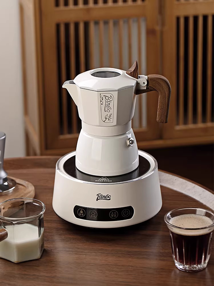 Bộ pha cà phê Moka Bincoo hai van, pha cà phê Espresso, chiết xuất nhiệt độ cao, dùng tại nhà, bộ pha cà phê Latte đá Mỹ