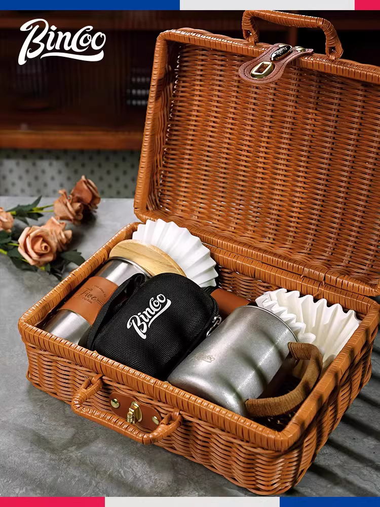 Bộ quà tặng pha cà phê thủ công Bincoo, quà cưới, quà tân gia, quà sinh nhật, quà nhà mới, máy xay cà phê cầm tay