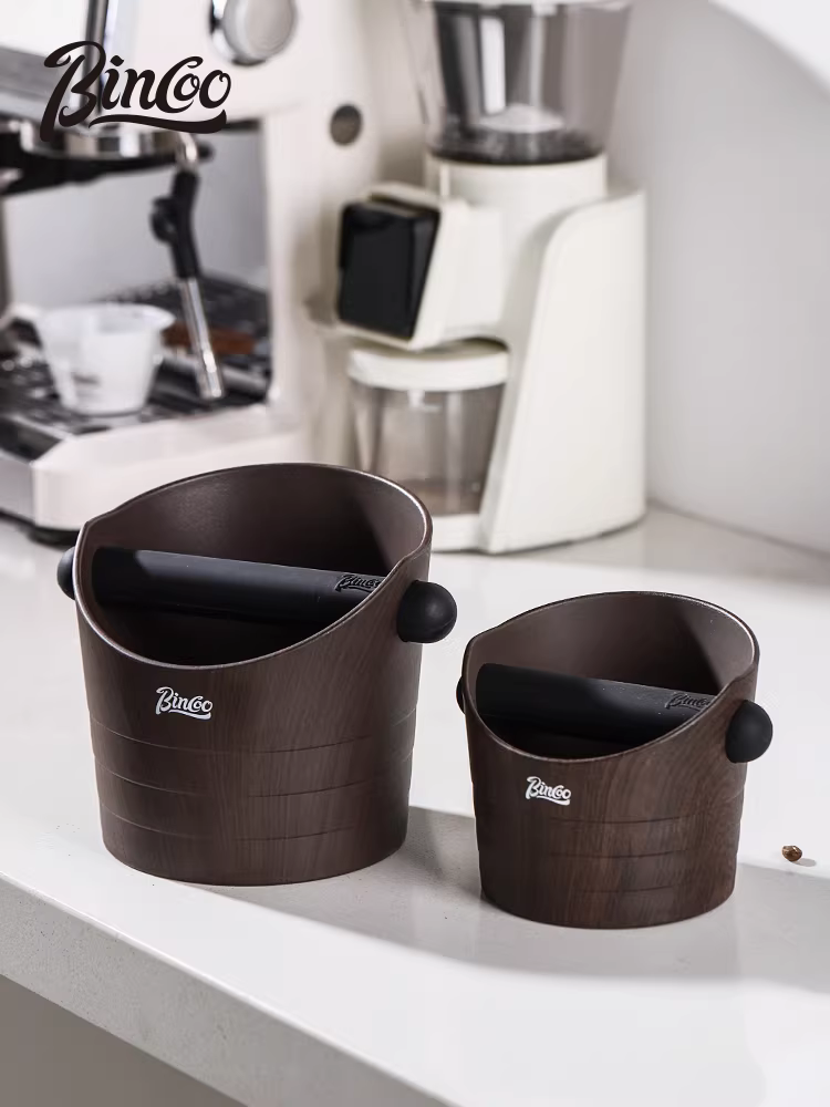 Hộp đựng bã cà phê Bincoo vân gỗ lớn dùng cho gia đình, dụng cụ chứa chất thải kiểu Ý, hộp đựng bã cà phê, dụng cụ nén cà phê.