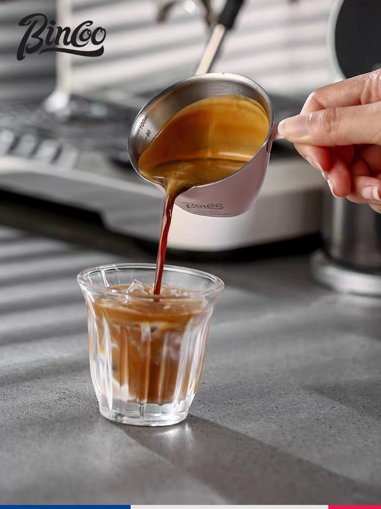 Cốc đo cà phê Bincoo bằng thép không gỉ 304, cốc đo ounce, cốc chiết xuất có vạch chia, cốc sữa 100ml